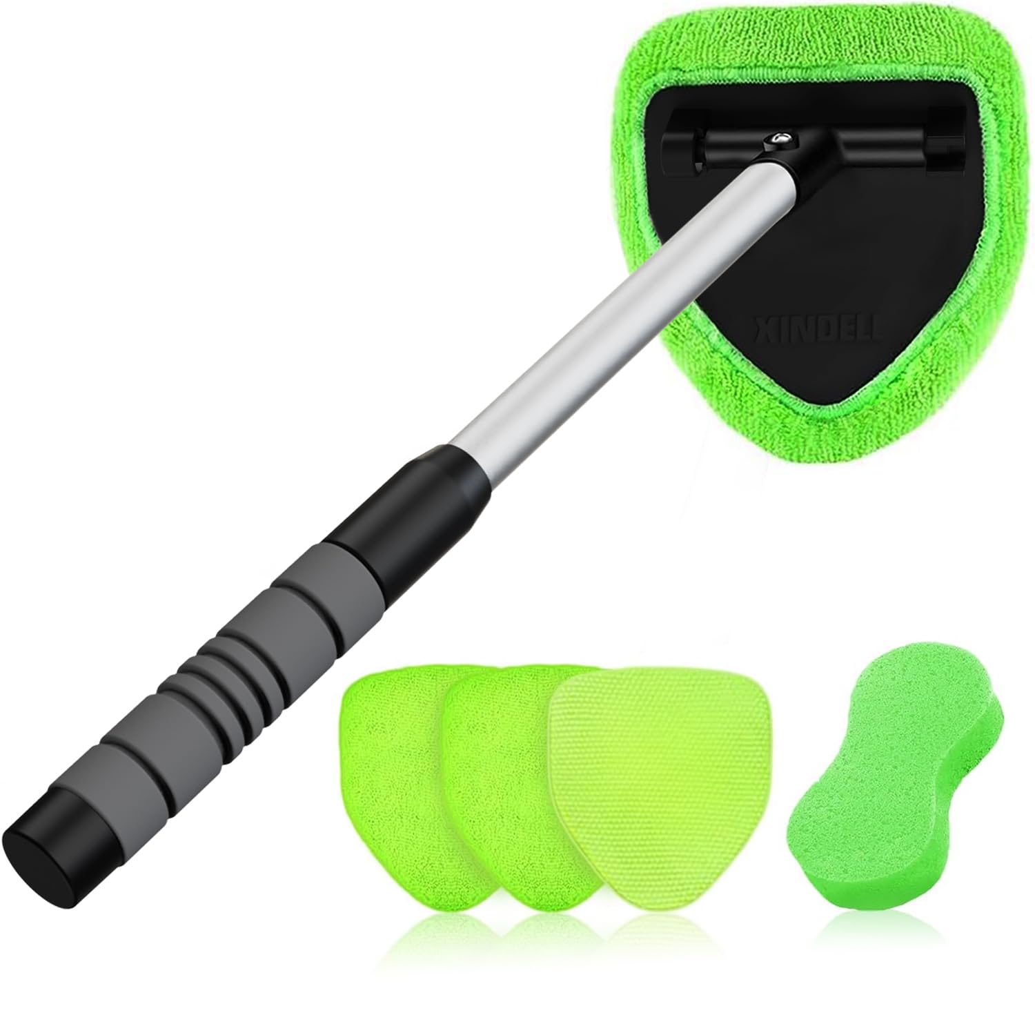 Photo 1 of XINDELL Windshield Cleaner Tool – Upgrade Large Head Car Interior&Exterior Window Cleaning Kit with Extendable Handle & 4 Microfiber Pads, Auto Wiper Brush for Car, Trucks, SUVs, RVs & Home Windows