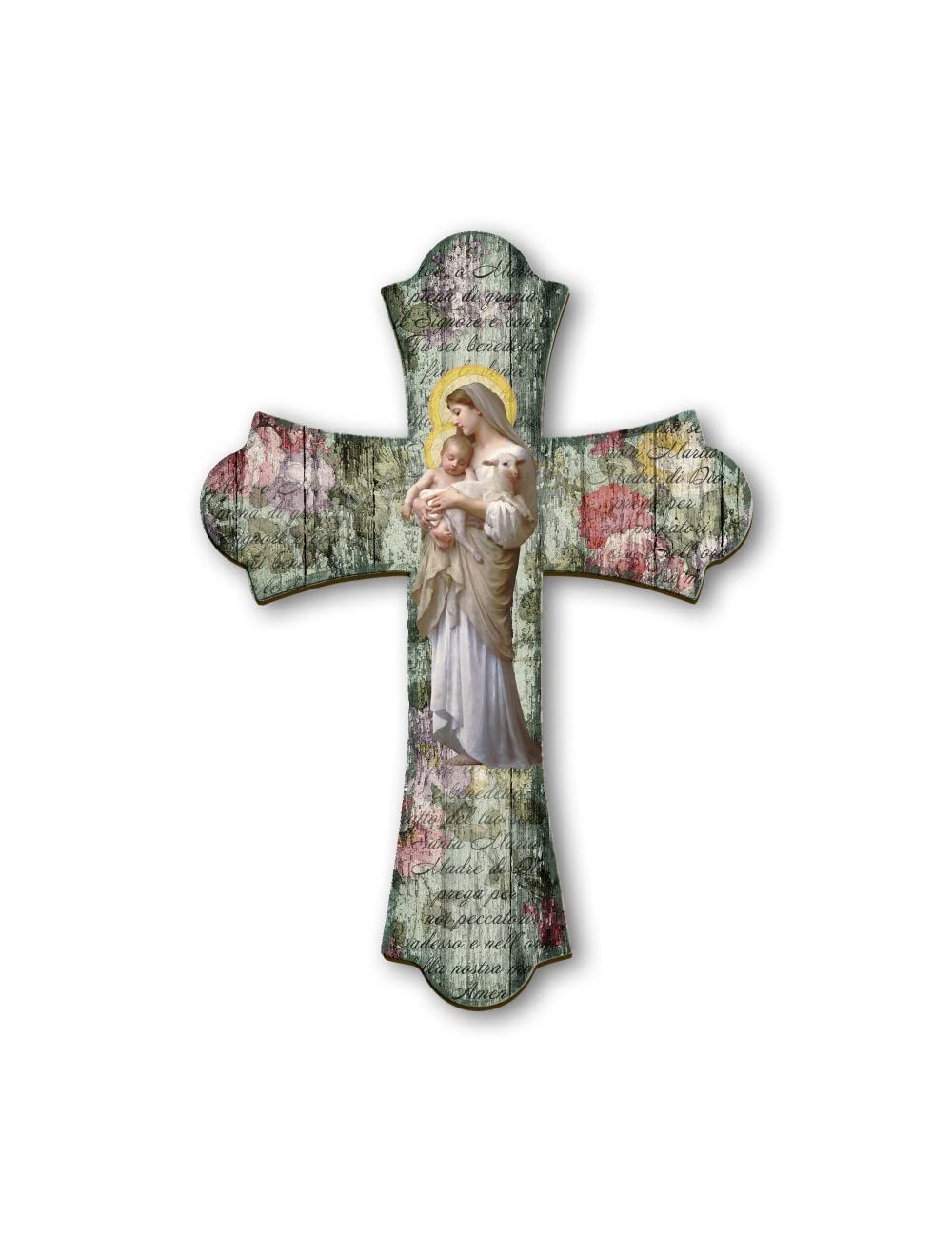 Fratelli Bonella | Vintage Cross in Wooden Religious Madonna and Child 28x40cm | Made in Italy