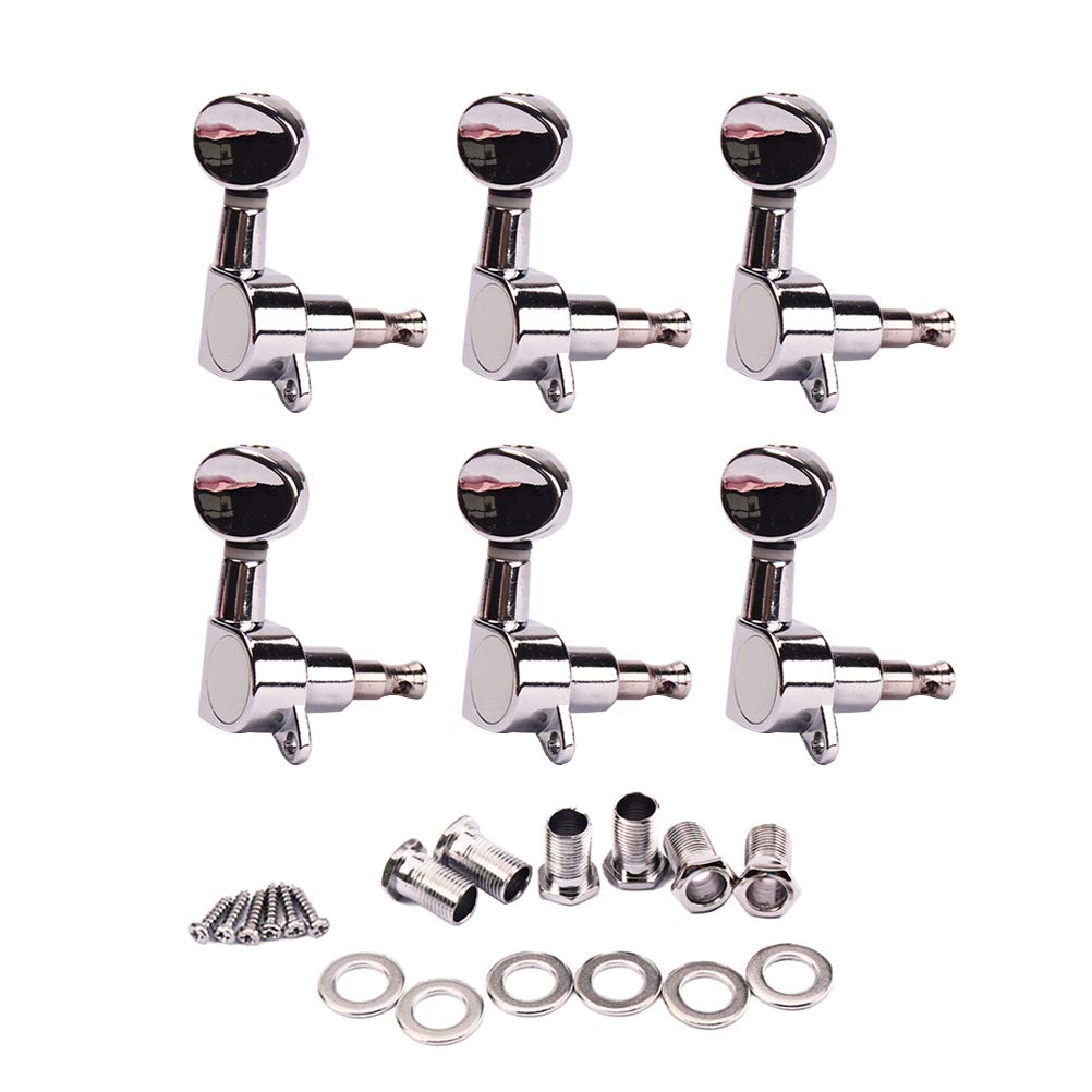 Healifty Guitarlele 6 Right Guitar String Tuning Pegs Tuner Machine Heads Knobs Tuning Keys for Acoustic Electric Guitar (Silver) Tuner Guitar