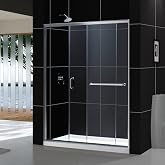 DreamLine Infinity-Z 56-60 in. W x 72 in. H Semi-Frameless Sliding Shower Door, Clear Glass in Chrome, SHDR-0960720-01