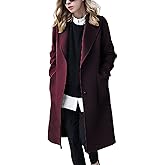 chouyatou Women's Winter Casual Single Breasted Long Wool Coat Formal Office Wool Overcoat