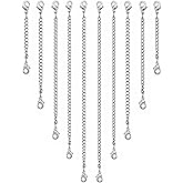 OHINGLT Necklace Extender 10Pcs Chain Extenders for Necklaces Bracelet, Silver Plated Stainless Steel Extension Chain for Women Jewelry Making