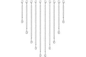 OHINGLT Necklace Extender 10Pcs Chain Extenders for Necklaces Bracelet, Silver Plated Stainless Steel Extension Chain for Women Jewelry Making