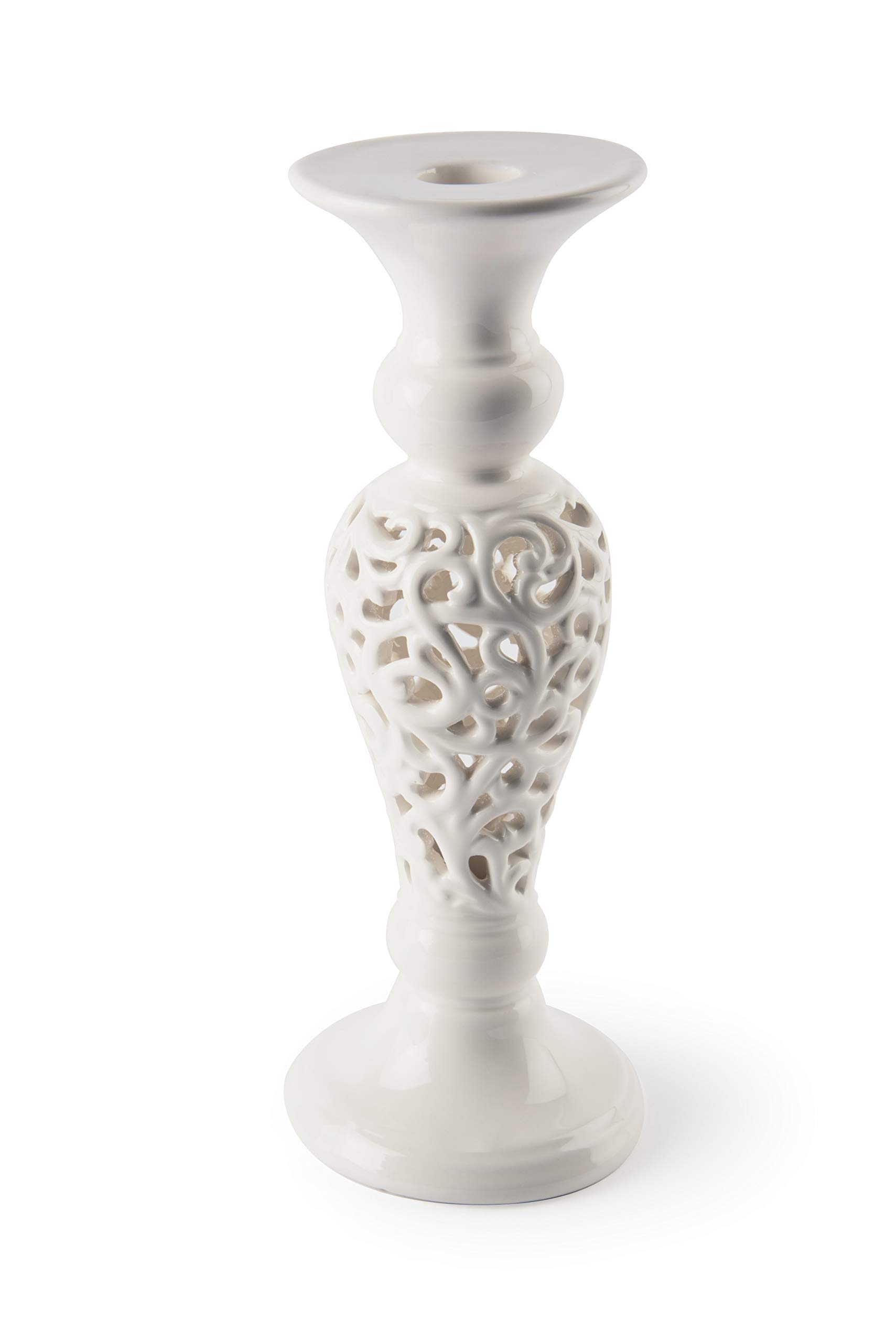 Excelsa White Home Candle Holder, White, Height 25 cm