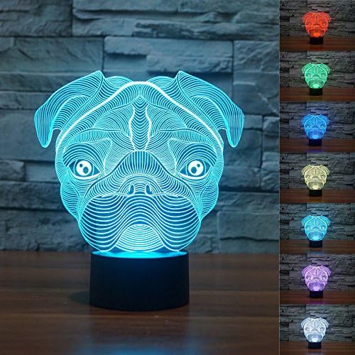 3D Sharpei Puppy Dog Animal Night Light Remote Control Touch Switch 16 Color Change LED Light Table Desk Lamp Acrylic Flat ABS Base USB Home Decoration Toy Birthday Xmas Kid Children Gift