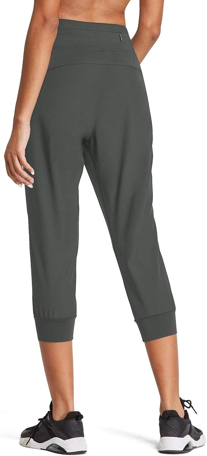 BALEAF Women's 21" High Waisted Capri Joggers Lightweight Cropped Athletic Sport Pants Quick Dry: Clothing