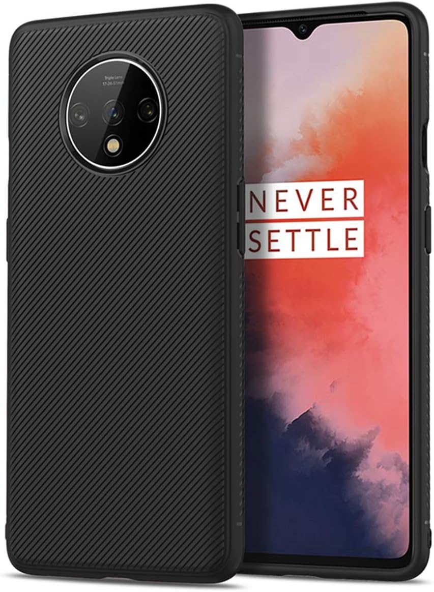 Doveno Case compatible with OnePlus 7T Case, Thin Slim Excellence Full Lens Protection phone case Soft Case Back Cover Black