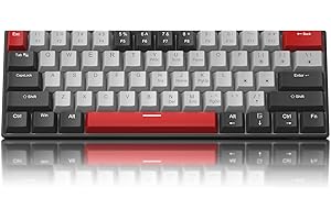 60 Percent Mechanical Gaming Keyboard, Black&Gray Mixed Color Keycaps Gaming Keyboard with Blue Switches, Detachable Type-C C