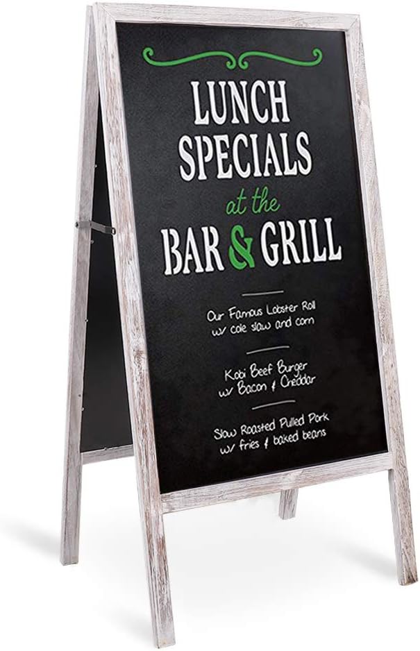 unho Wooden A-Frame Chalkboard Pavement Sign Magnetic Double-Sided Advertising Board for Party Wedding Cafe Shop Pub 50x100cm Grey White