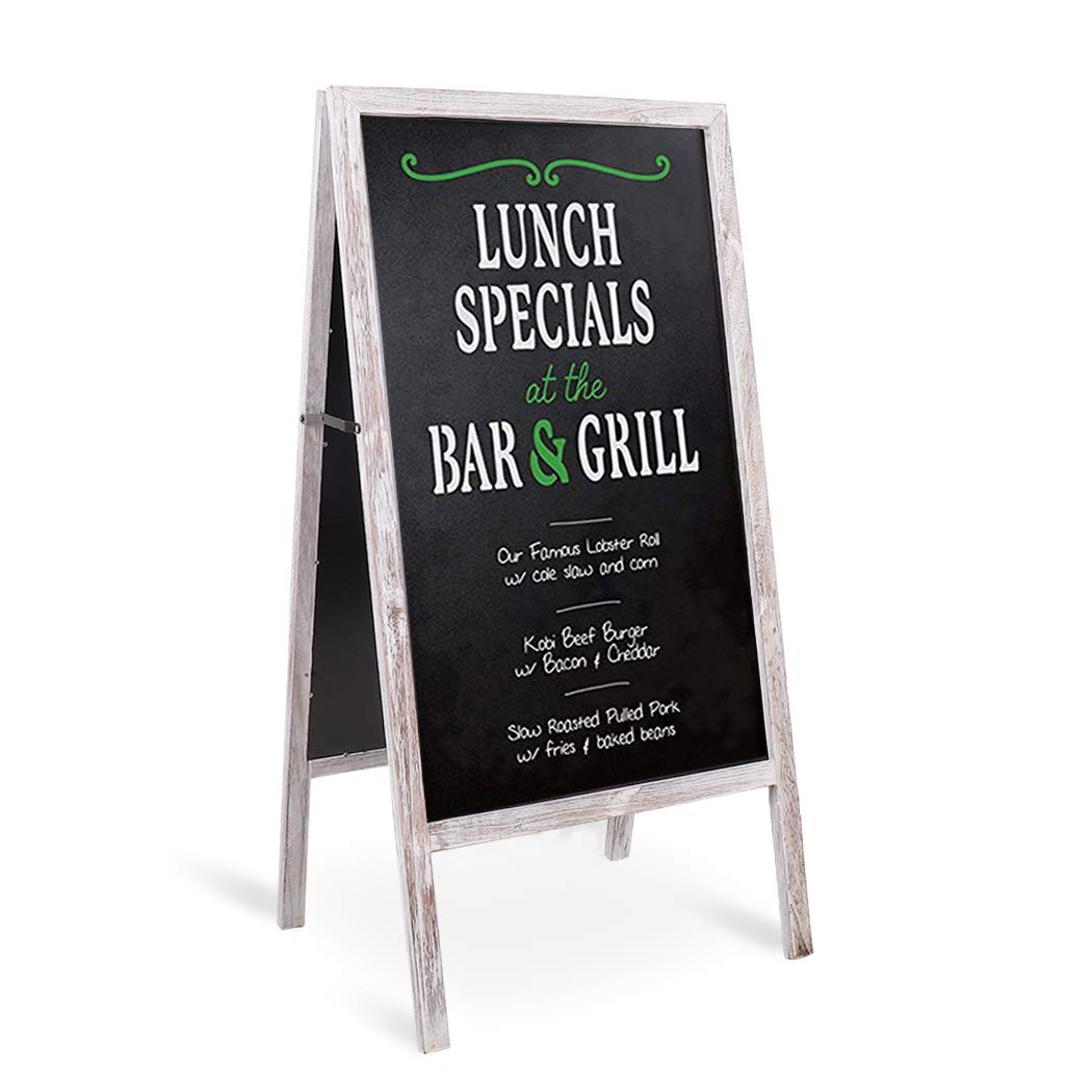 unho Wooden A-Frame Chalkboard Pavement Sign Magnetic Double-Sided Advertising Board for Party Wedding Cafe Shop Pub 50x100cm Grey White
