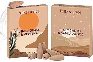 Folkulture Backflow Incense Cones for Home | Pack of 2 (20) Incense Cone Scented | Dual Set - Palo Santo & Sandalwood Incense