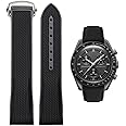 Danxancy Bands for Moonswatch Watch,Curved End Rubber Watch Strap Deployment Buckle Compatible with Omega X Swatch Moonswatch Speedmaster Watch Replacement Band for Men Women