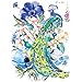 Supperb® Temporary Tattoos - Watercolor Dream of peacock & Blue Flowers
