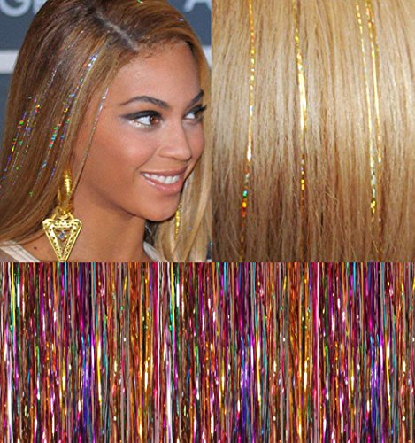 Uqinz 48 Hair Tinsel 310 Strands Holographic Sparkle Silk Bling Extensions Glitter Highlights Streak Clubbing 5colors Buy Online In China At China Desertcart Com Productid