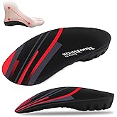 Arch Support, 330+ lbs Plantar Fasciitis Insoles, 3/4 Length Orthotic Inserts for Women & Men Heel Pain, Flat Feet,Heavy Duty Strong Support Pain Relief for Walking Running Black Red