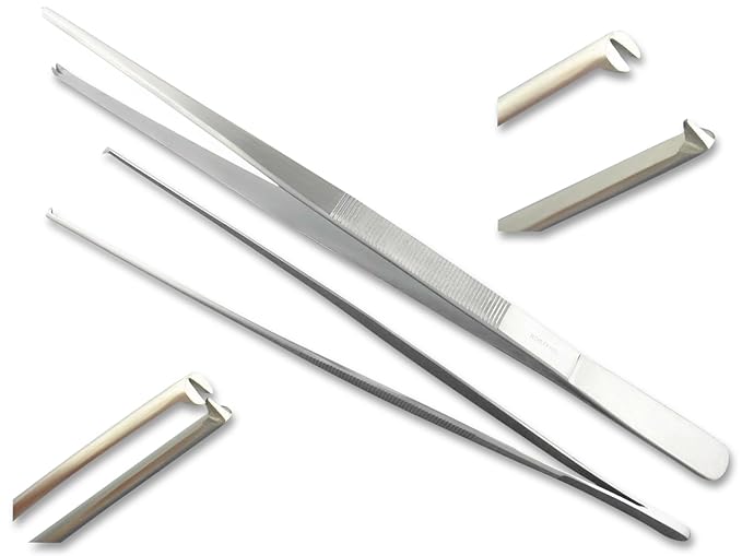 InstrumenteNrw Exklusive Grillpinzette, Küchenpinzette, Kochpinzette, Pinzette mit V 1:2 Zahnung aus gehärtetem rostfreiem Sp