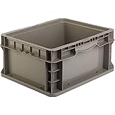 Hudson Exchange 12 x 15 x 7.5" (4 Pack) Straight Wall Handled Storage Container Tote, Gray/Brown