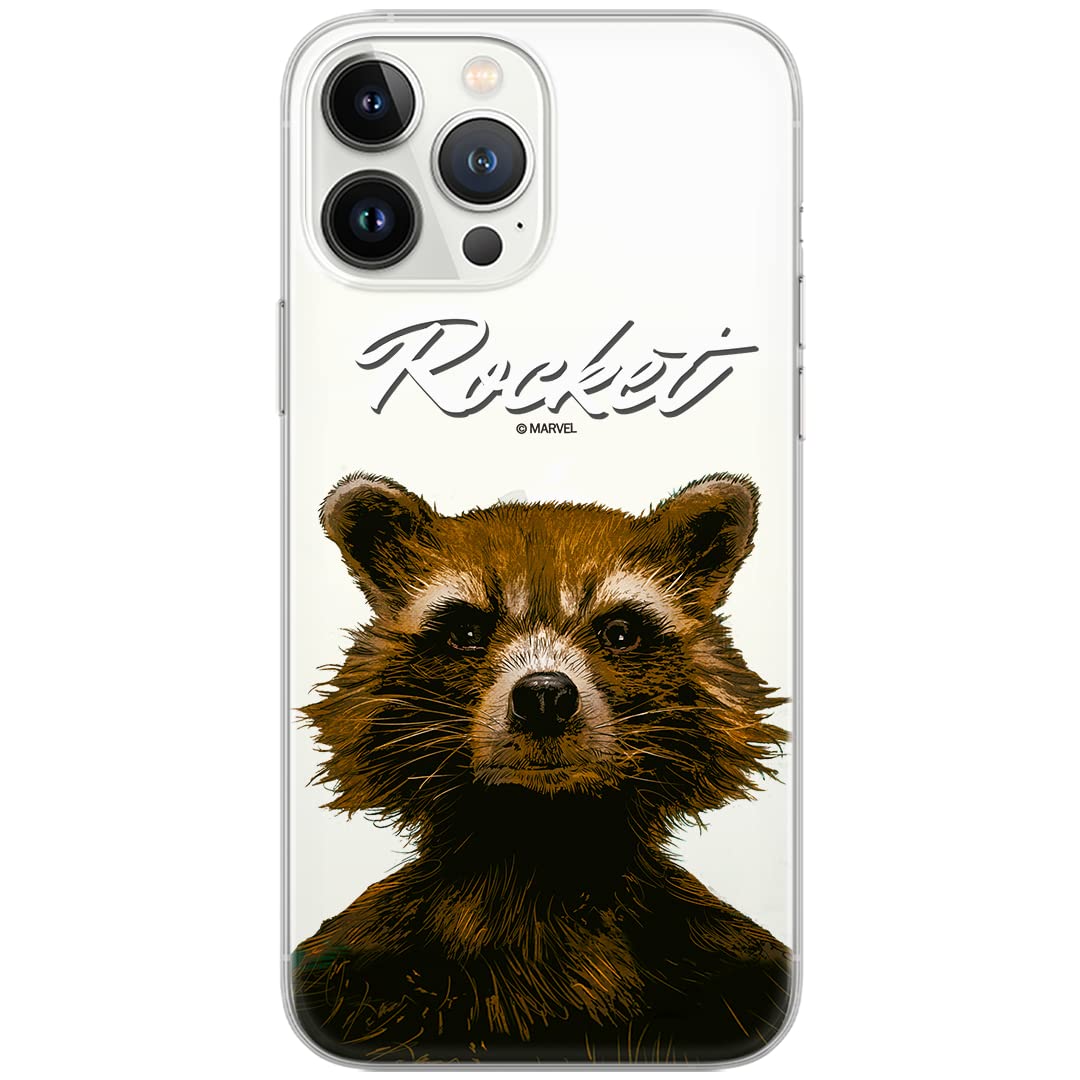 ERT GROUP mobile phone case for iPhone 13 PRO original and officially licensed Marvel pattern Rocket 006 optimally adapted to the shape of the mobile phone, partially transparent case made of TPU