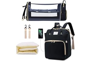 SALIFA Diaper Bag Backpack with Changing Station, Nappy Baby Bags with Portable Changing Pad, 900D Waterproof Multi-Function Travel Portable Mommy Bag, Black