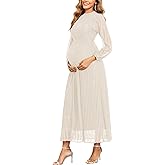 AISWI Maternity Sparkly Dress Halter Neck A Line Long-Sleeve Raglan Pregnancy Dresses Semi Formal Baby Shower Photoshoot