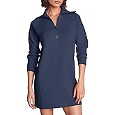 COCOMARTS Womens Long Sleeve Sweatshirt Dress Crewneck Quarter Zip Mini Dresses with Pocket 2025 Fall Winter Fashion Clothes