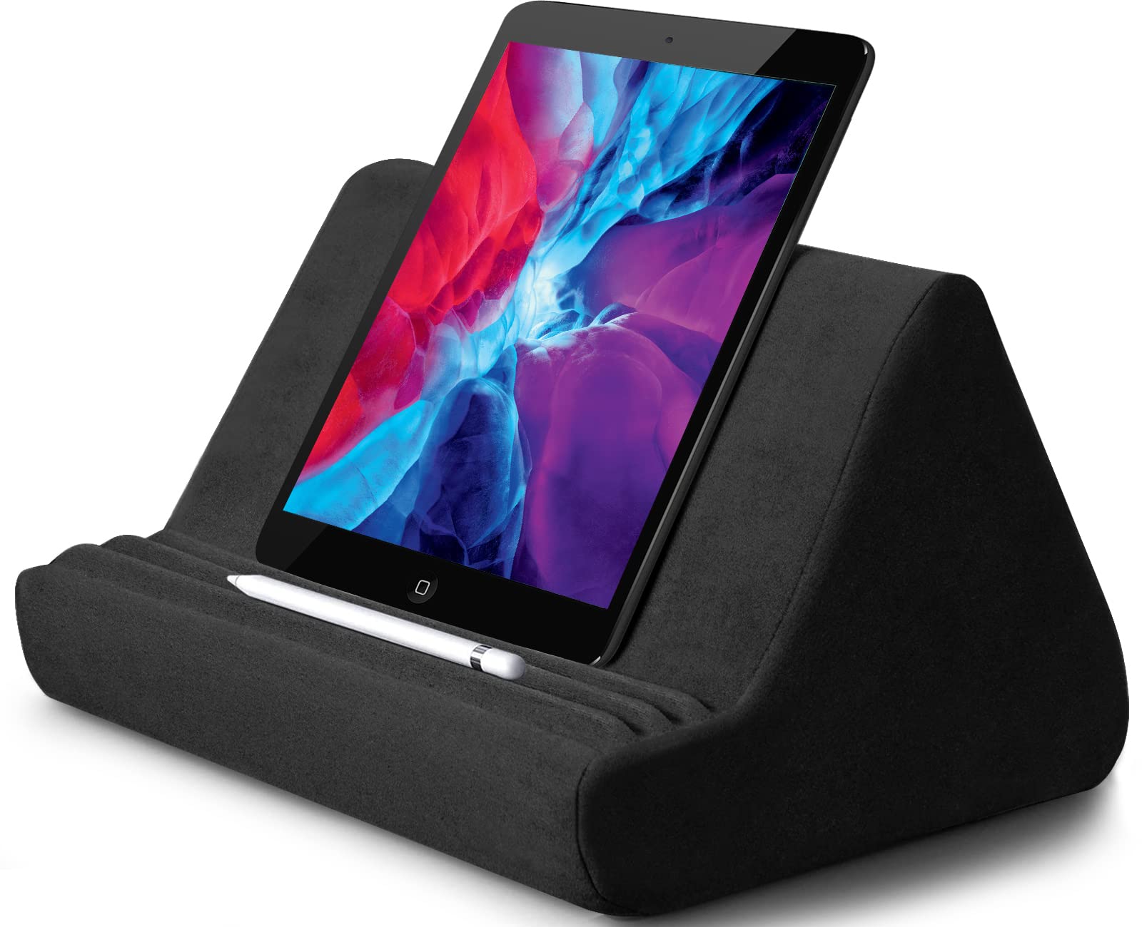 Ycxydr Soft Tablet Stand Pillow with Pocket,Tablet Cushion Adjustable 3 Viewing Angle,ipad holder for Bed Sofa,Compatible iPads Tablets Kindle, Galaxy Tab eReaders Smartphones Books(Black)