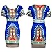Orangesky Women Traditional African Print Dashiki Bodycon Short Sleeve Dress (L, Blue)