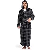 FG FEAYIGUDIM Cozy Plush Fleece Robe for Men, Big and Tall Hooded Long Robe, Warm Loungewear, Shawl Collar Pocketed Bathrobe