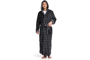 FG FEAYIGUDIM Cozy Plush Fleece Robe for Men, Big and Tall Hooded Long Robe, Warm Loungewear, Shawl Collar Pocketed Bathrobe