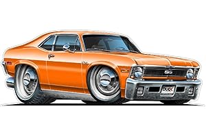 FATCAT WALL GRAPHICS 1970 Chevy Nova Wall Decal 2ft Long Vinyl Reusable Movable Fun Stickers for Boys Classic Cartoon Cars Home Decor