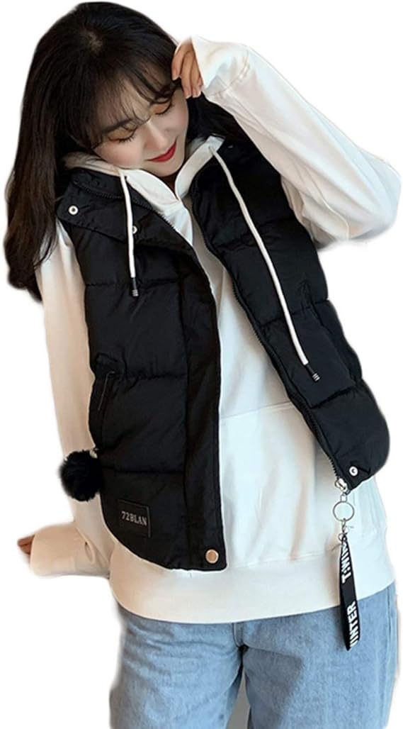 Amazon 大きいサイズ ダウンベスト レディース ダウン アウター ダウンコート レディース 軽量 フードなし おしゃれ オシャレ 秋冬 防寒 無地 シンプル レディースコート ポンポン 取れ外れ可 修身 着痩せ ダウンジャケット ベスト 通販
