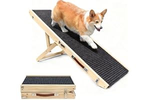 Folding Wooden Dog Ramp for Bed, Sofa & Car – Lightweight, Non-Slip, Portable Pet Ramp for Small to Medium Dogs – Easy to Sto