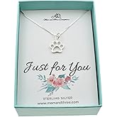 MOM & THREE DAUGHTERS Paw Print Necklace in Sterling Silver | 16" Sterling Silver Box Chain | Little Girls Jewelry|