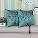 CaliTime Cushion Cover Throw Pillow Case Shell for Sofa Couch Home Decoration Natural Tree Embroidered 18 X 18 Inches Teal Brown