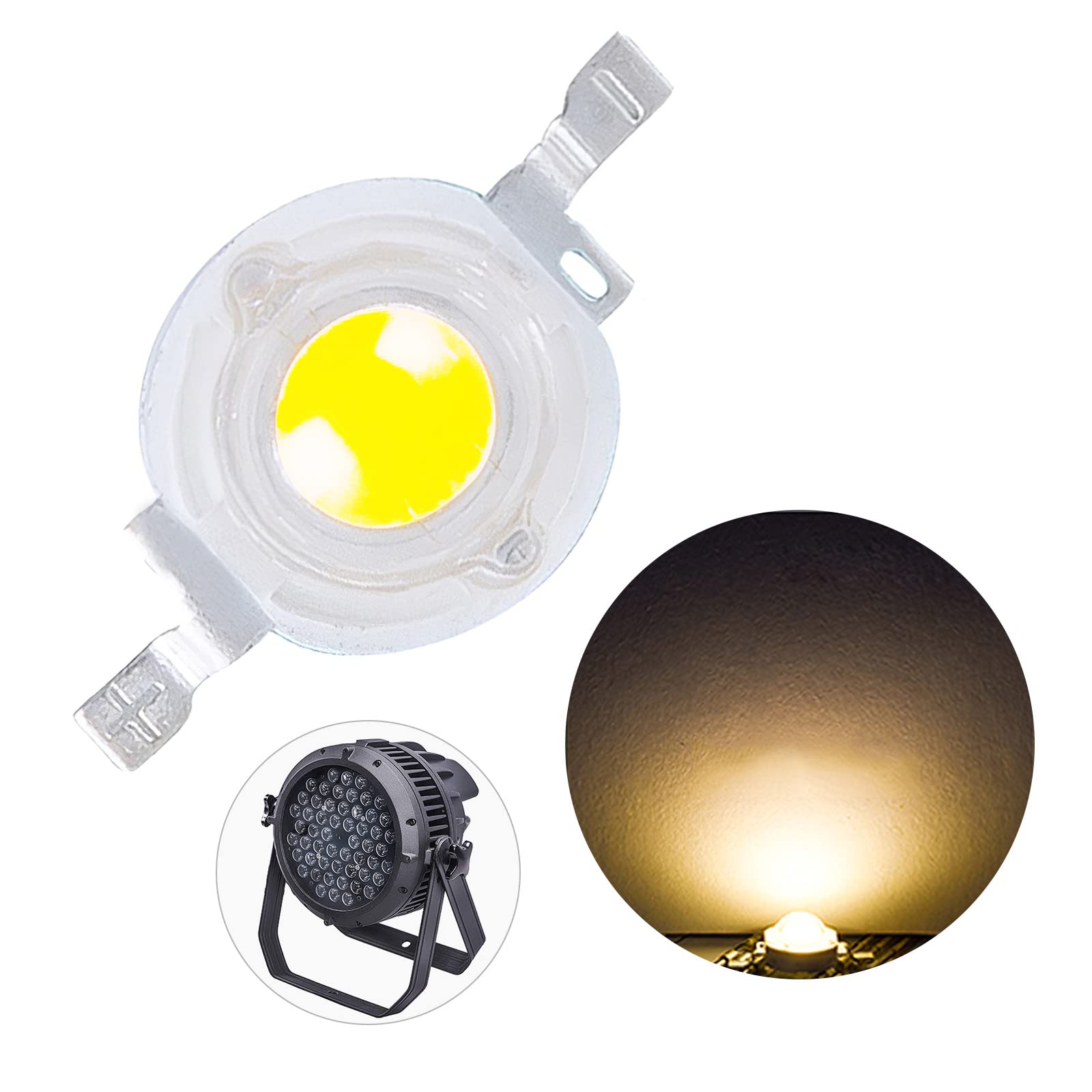 (Pack of 20) 3W 3200K Warm White Led Beads, Led Chip, Led Lamp Bulb for LED Stage Lights