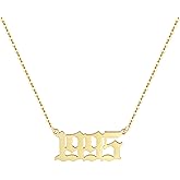 Aimber Birth Year Necklace 18K Gold Plated Birth Year Number Pendant Necklace Stainless Steel Birthday Year Necklace for Women,1970-2024