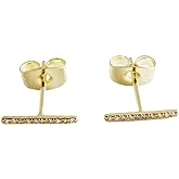 HONEYCAT Skinny Midi Crystal Bar Earrings in Gold, Rose Gold, or Silver | Minimalist, Delicate Jewelry