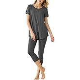 Latuza Women's Viscose Tunic Top Capri Leggings Pajamas Set