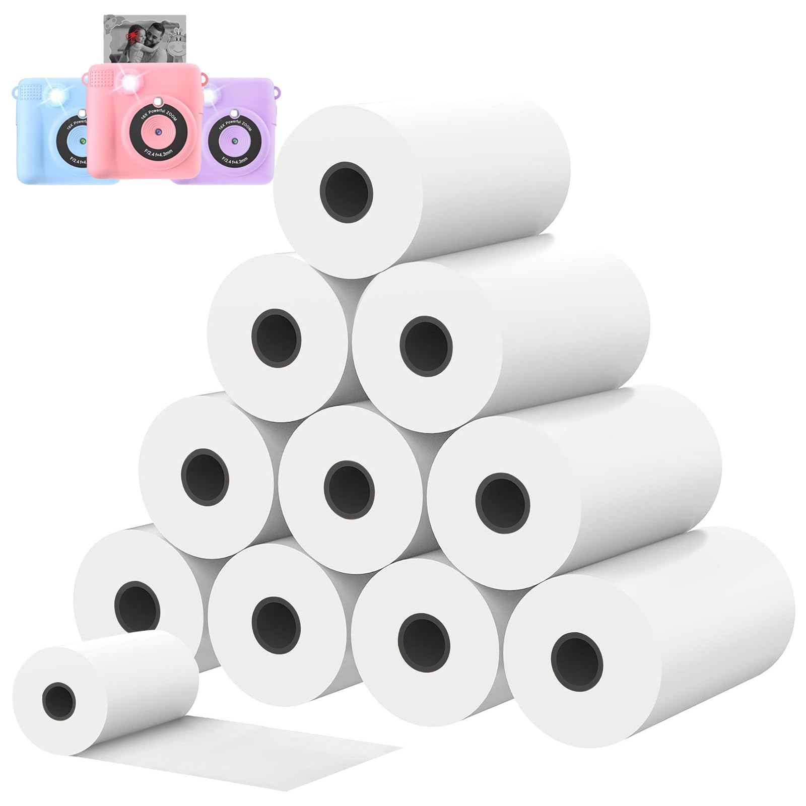 Photo 1 of 20 Rolls Kids Instant Camera Refill Paper, HD Thermal Paper for Instant Print Cameras (57 x 30 mm)
