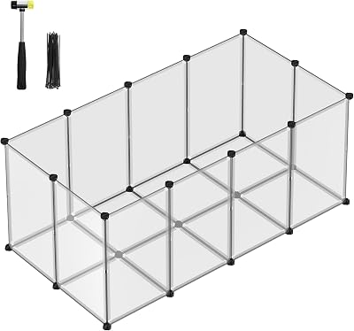 SONGMICS Pet Playpen with Floor 145 x 72 x 57 cm White LPC007W01