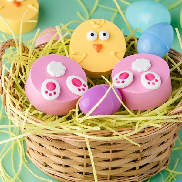 SWEETS INDEED EASTER SILICONE OREO MOLD WITH CANDY SPRINKLES AND SHAPES BUNNY TAILS EYES BEAKS DECORATES 12 COOKIES PERFECT FOR BAKING AND COOKIE DECOARTING 1.03 OUNCES (EASTER)