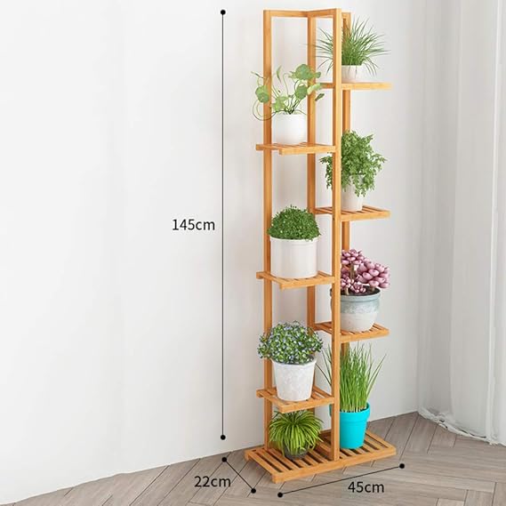 D&LE 7 Ebenen Bambus Blumenständer Multi Holz Regale Bonsai Blumentöpfe