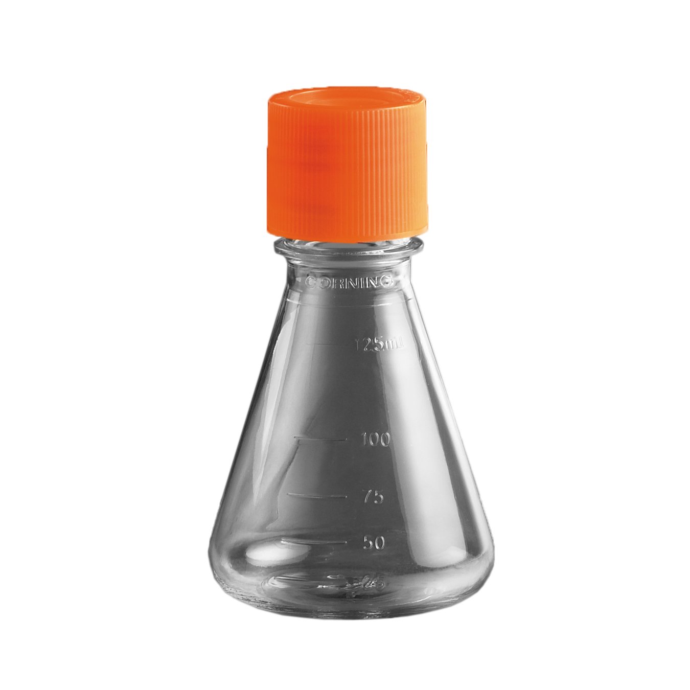 Corning 430183 Polycarbonate 250mL Sterile Erlenmeyer Flask with Polypropylene Screw Cap (Case of 50)