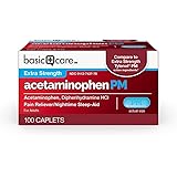 Amazon Basic Care Acetaminophen PM, Pain Reliever Plus Nighttime Sleep Aid, 100 Count