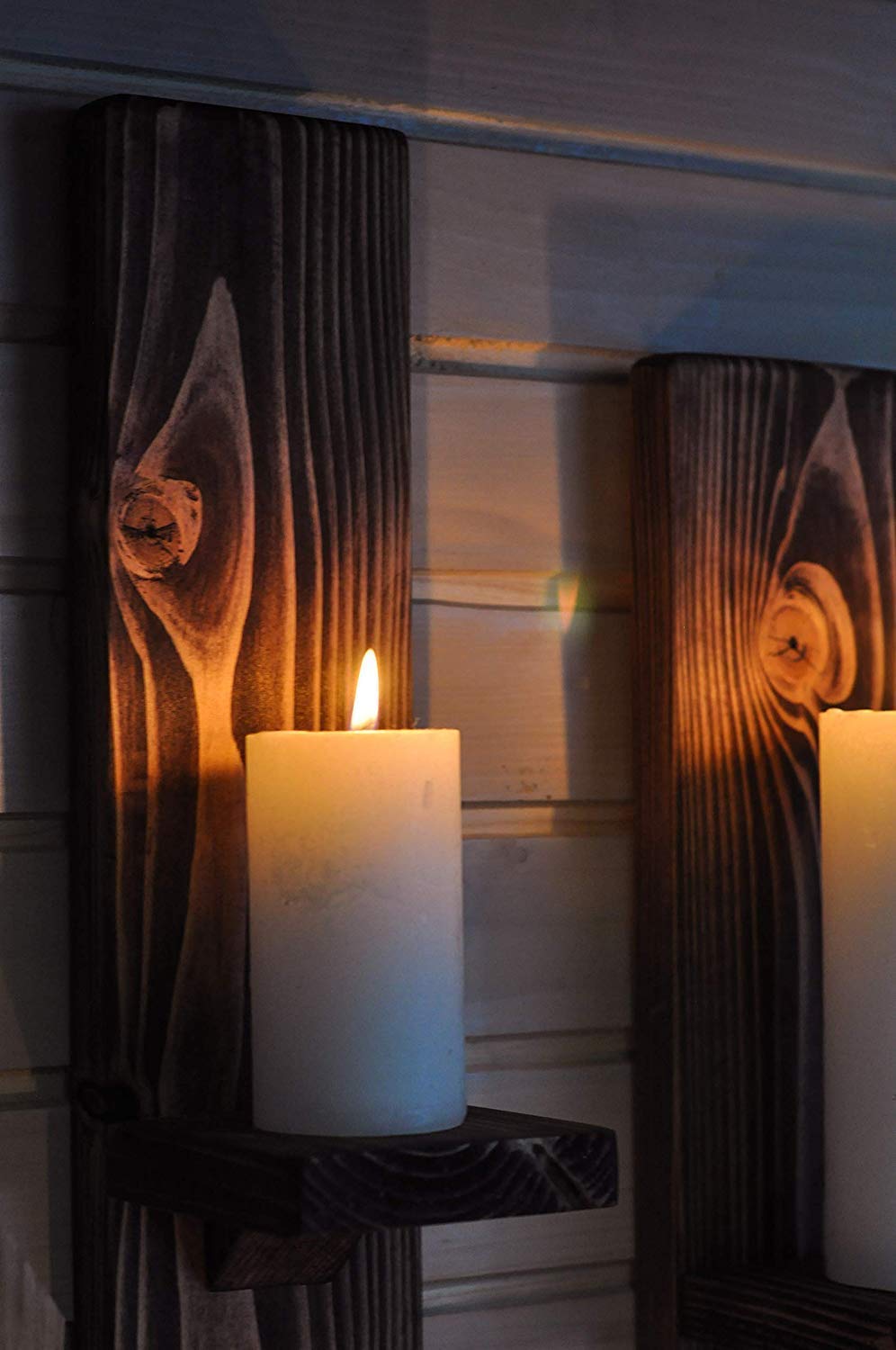 LocalBeavers Rustic Candleholders | Handmade Pillar Candle Sconce | Wallmounted Farmhouse Decor | Large Floating Shelves | Wall Mount Pillar Candle Sconce | Wallmount Ledge for Candles: Handmade