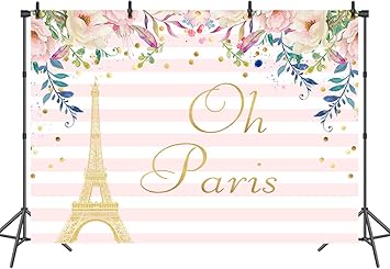 Amazon Com Sensfun Pink White Striped Paris Eiffel Tower