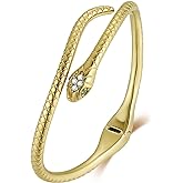 Presentski Snake Bracelets Gold Open Bangle Cuff Bracelet Snake Jewelry for Women Serpent Wrap Bypass Bracelet Adjustable