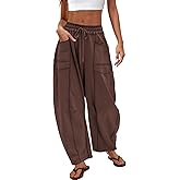 Nirovien Womens Barrel Sweatpants High Waisted Wide Leg Sweatpants Drawstring Lounge Baggy Pants Barrel Sweats