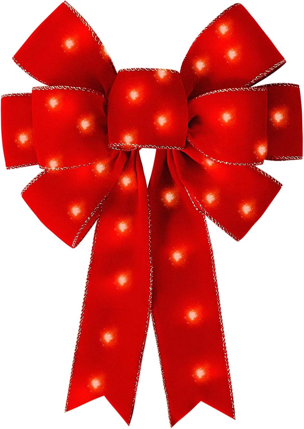 Bows & Ribbons - LED Red Bows Christmas Decorations Big Wired Velvet Bow with LED Lights for Wreaths Outdoor, Tree Topper, Outside (12 * 14 inch)