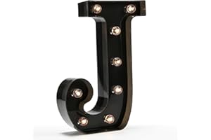 OYCBUZO Light Up Black Alphabet Marquee Letters Sign LED Marquee Number Lights Sign for Night Light Home Bar Christmas Lamp Wedding Party Birthday Decoration J